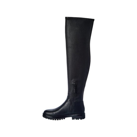 VINCE CABRIA LUG LEATHER OVER THE KNEE BOOT BLACK LEATHER 9 (P16) - Picture 1 of 10